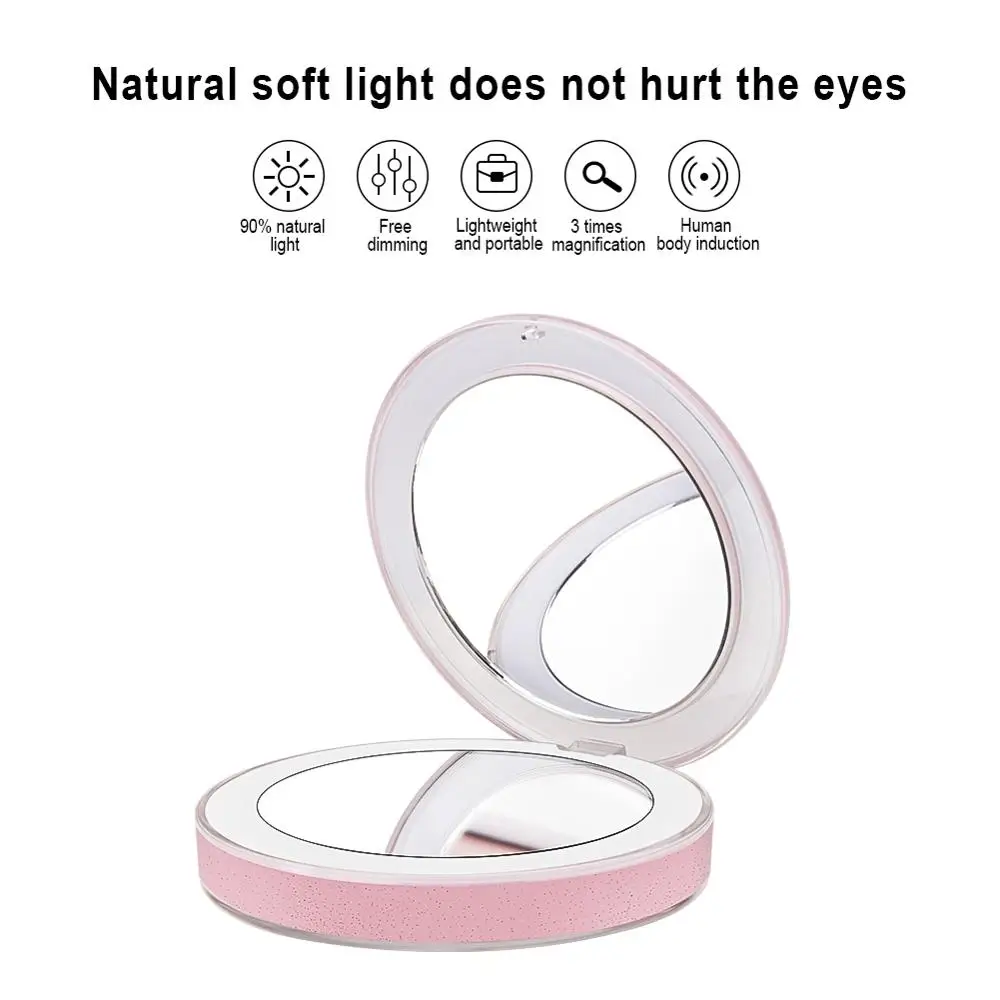 

Mini 10 Light LED Portable Handheld Folding Mirror Small Amplification Micro USB Cable Built-in Battery Rechargeable CW29