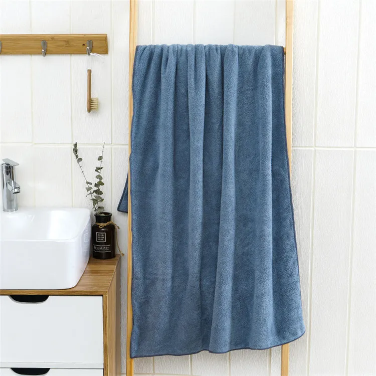 Deep Blue 140x70cm Fleece beach towel Superdry Bath Towels Super Soft Water Aborsbent Sports Gym Velevt Towel for Women Men - Цвет: Deep Blue