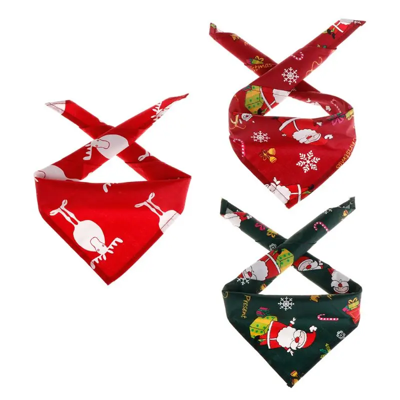 

Christmas Pet Towel Saliva Bandana Dog Puppy Cat Kitten Scarf Bib Cute Triangle Lovely Fashion Santa Claus Deer Supplies