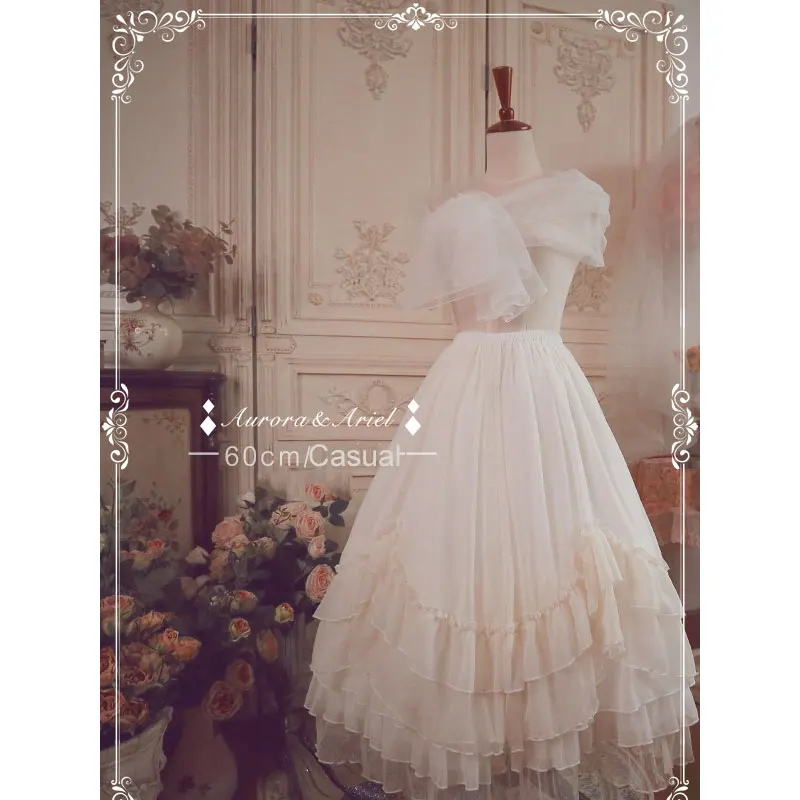 Lolita Underskirt Casual Lolita Petticoat 60cm White Organza Pettiskirt Midi A line Under Skirt
