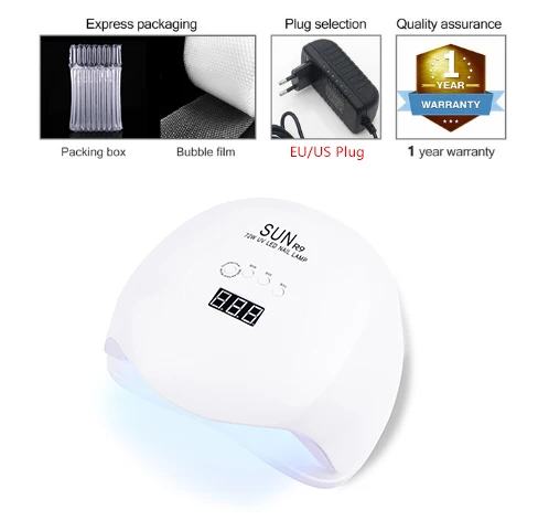 

54W SUN R9 UV Lamp LED Two Hands Polish Lamp With LCD Display For All Gels Smart Time Sensor 10/30/60S For Curing