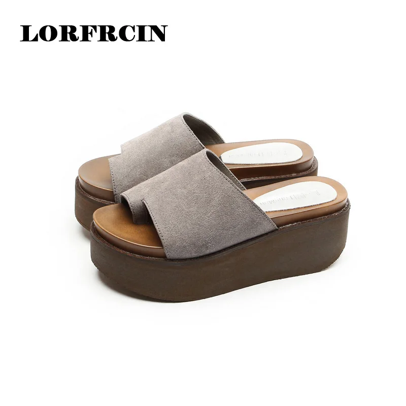 Cow Suede Summer Shoes 2017 Women Sandals Fashion Casual Ladies Slippers High Quality Wedges Platform Flip Flops female shoes