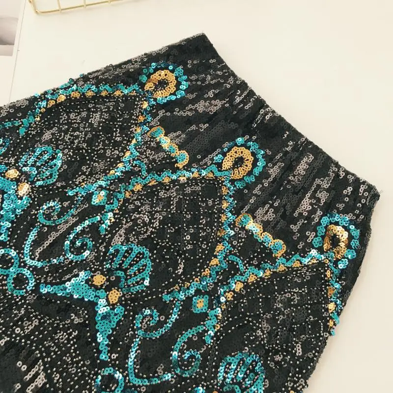 2019 г. пикантные новые модные блестками мини-юбка Для женщин Bodycon Тонкий печати линии юбка Короткое, обтягивающее Офисная Женская юбка