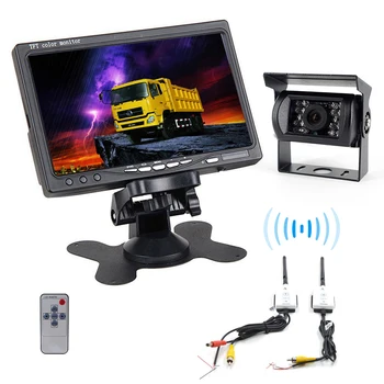 

Gianloon Wireless 7" Truck Rear View Monitor with 18 IR Night Visions Camera Bus Reverse System for Vehicle Truck