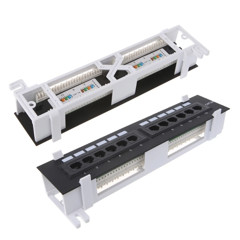 12 портов CAT5 CAT5E Патч-панель RJ45 сетевой настенный кронштейн
