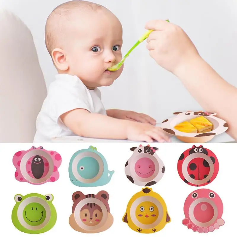 Baby Bamboo Fiber Bowls Cute Cartoon Animal Dishes Baby Feeding Tableware Children Infant Toddler Kids Natural Portable Plates Baby Bamboo Fiber Bowls Cute Cartoon Animal Dishes Baby Feeding Tableware Children Infant Toddler Kids Natural Portable Plates
