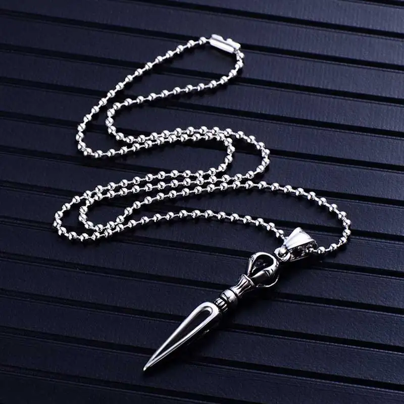 

ZFVB Magic Pestle Pendant Necklaces for Mens Statement Jewelry Stainless Steel Vintage Buddhism Vajra Pestle Necklace Bijoux
