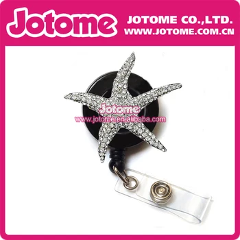 

Bling Fashion Starfish Rhinestone Retractable Badge Reel/ ID Badge Holder