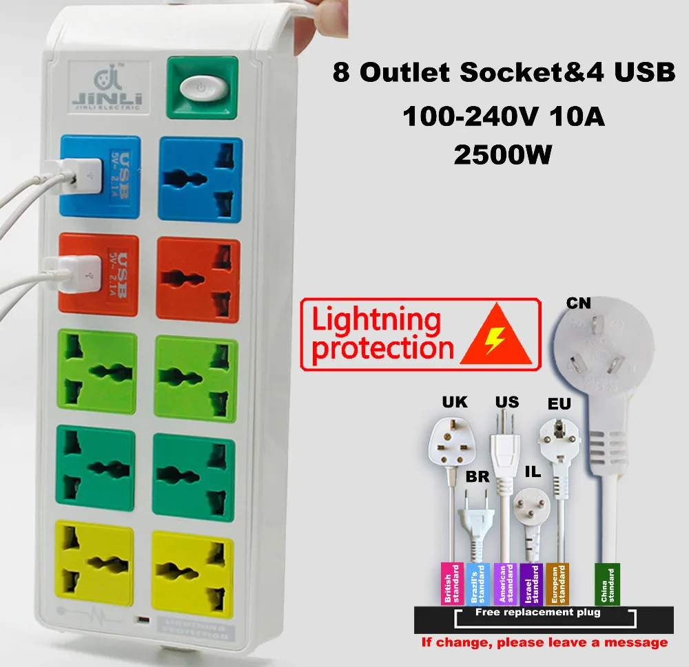 Цена Защищены от перенапряжения Быстрая зарядка 4 USB разъем расширения с ЕС Великобритании США Мощность розеток