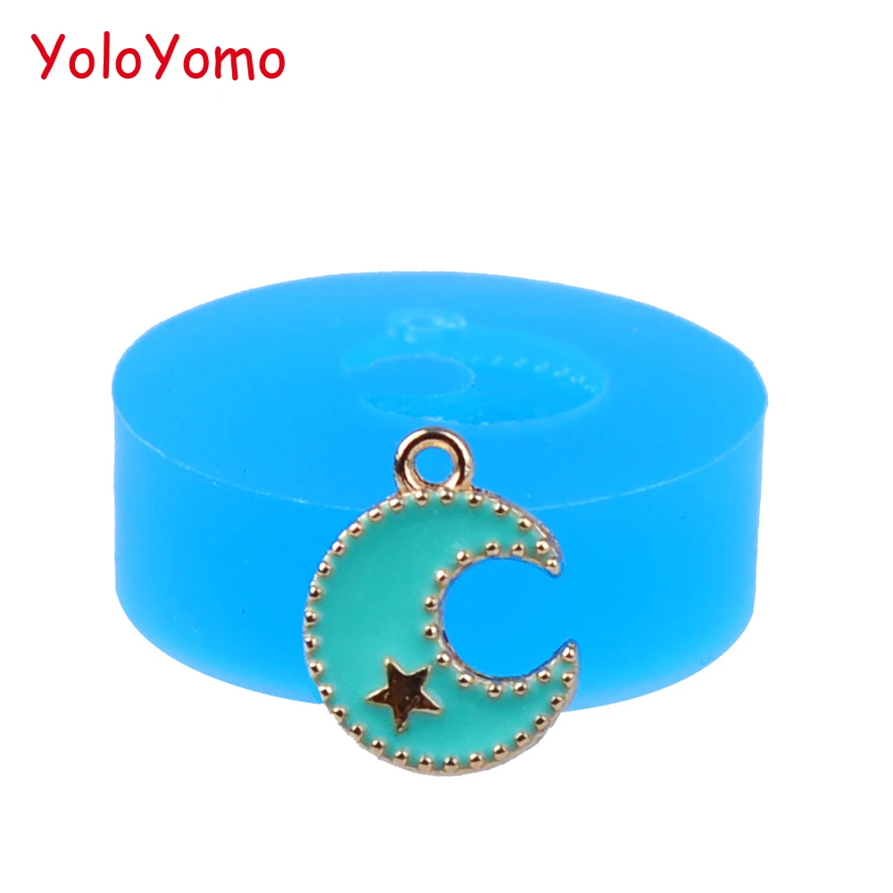 

P657YL 15.7mm Moon with Star Pendant Silicone Mold - Luna / Crescent Mold Cupcake Topper, Fondant, Jewelry, Candy, Resin Clay