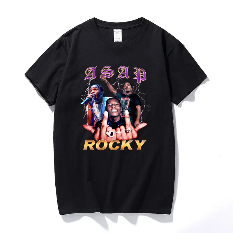 Рок Asap Rocky Мужская футболка Новая летняя хип хоп рубашка Camisetas Hombre уличная 100%