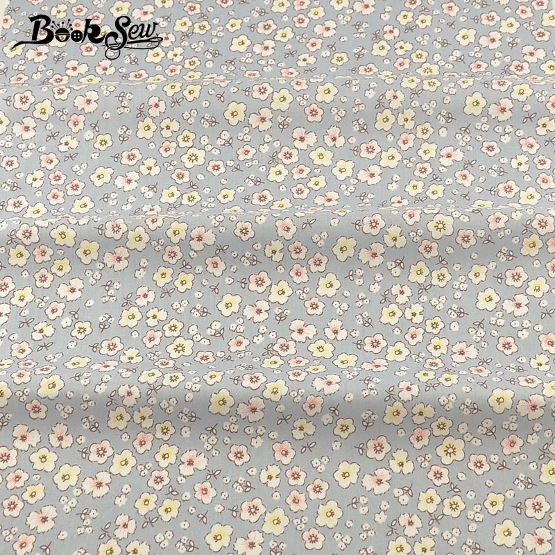 

Booksew Cotton Twill Fabric Home Textile Flowers Pattern Gray Cloth Quilting DIY Patchwork Bedding Baby Pillow Crafts Tissue CM