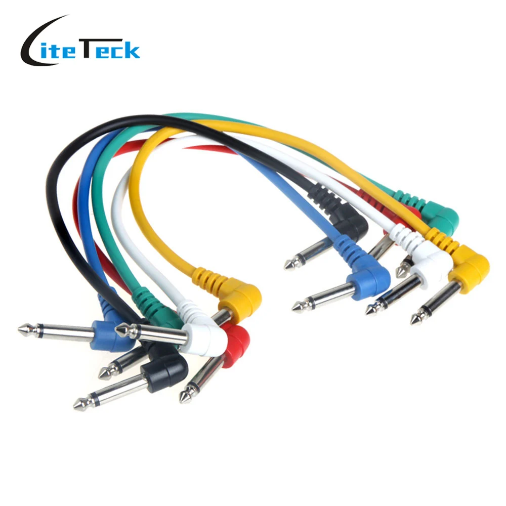 High Quality 6pcs/set Multicolor Guitar Cables Angled for Guitar Effect