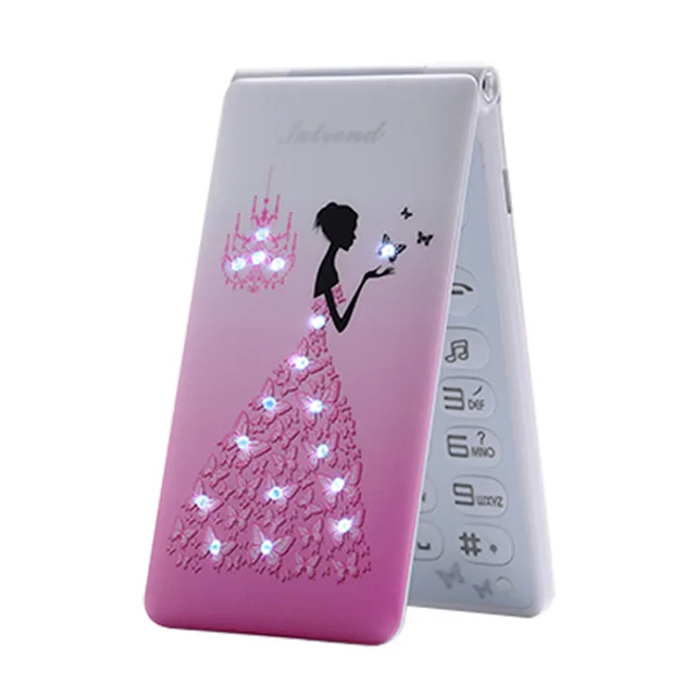 Разблокированный флип-телефон KUH D11 с двумя sim-картами 1800 мА/ч, для женщин, девушек, девушек, леди, с цветами, милый светодиодный фонарик, мобильный телефон с раскладушкой - Цвет: Розовый