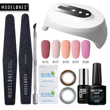Modelones 12 шт./лот 36 Вт Светодиодная лампа для дизайна ногтей Наборы для маникюра 5 цветов матовый эффект УФ-гель для ногтей матовое верхнее покрытие Гибридный гель Наборы