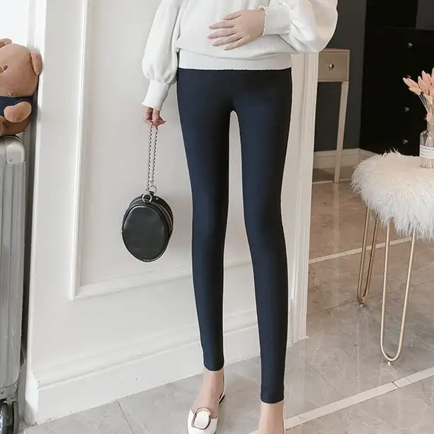 1662# Strech Cotton Skinny Maternity Legging Autumn Fashion Slim Pants Clothes for Pregnant Women Belly Pregnancy Clothing - Цвет: Синий