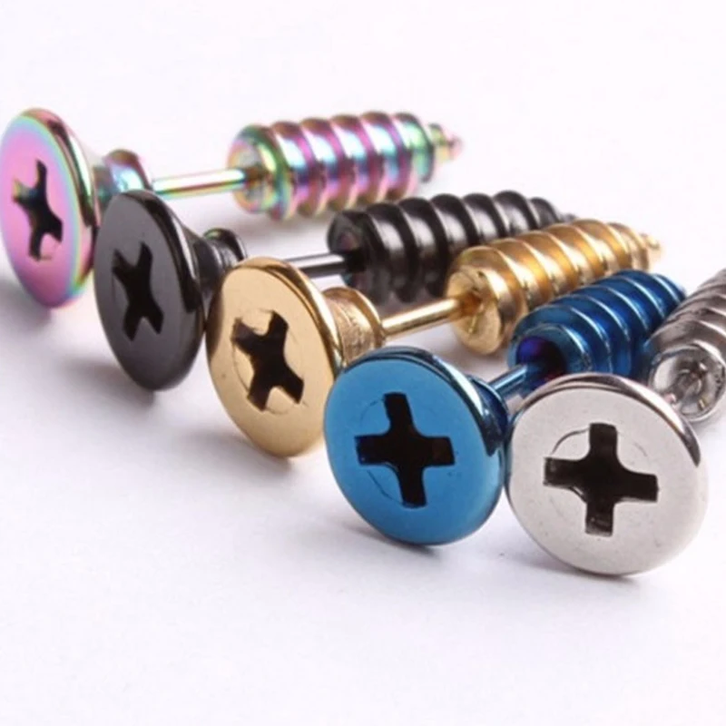 Women Men's Earrings Titanium steel screw earrings Prevent allergy