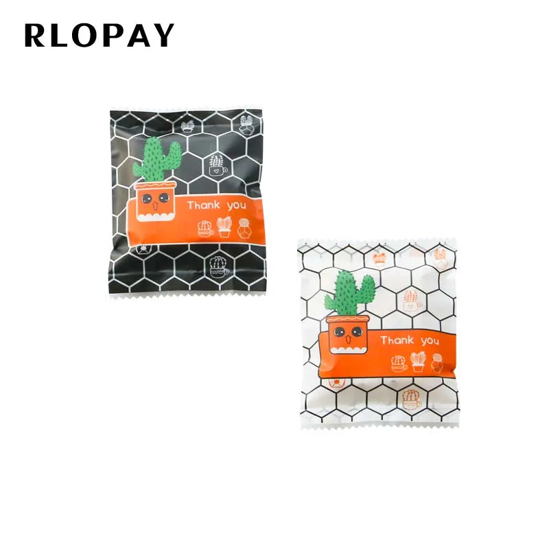 

25PCS Kawaii Cactus Thank You Candy Cookie Plastic Bags Wedding Party Gift Bag Creative Machine Sealing Packaging Baking Bag