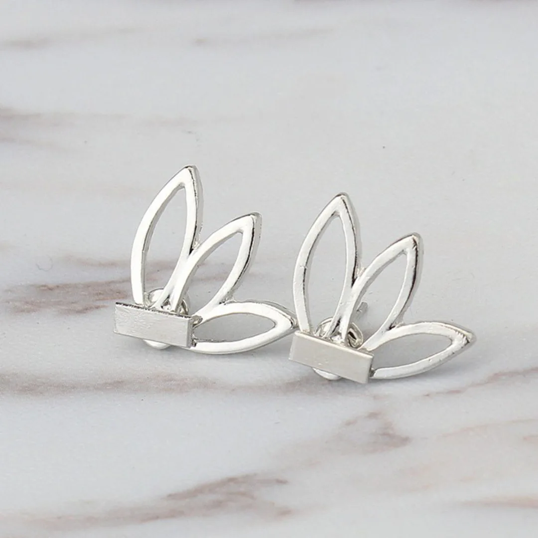 Shellhard Gold Silver Plated Earrings Ear Jacket Vintage Hollow Flower Lotus Earring Brincos Femme Bijoux For Women Jewelry