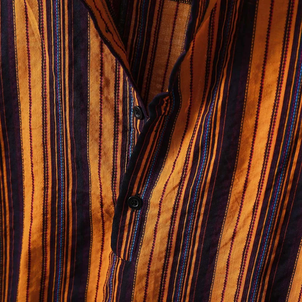 Модная полосатая Мужская рубашка со стоячим воротником и пуговицами, уличная одежда, повседневные брендовые рубашки для мужчин в стиле хип-хоп, пуловер с коротким рукавом, топы, Camisa
