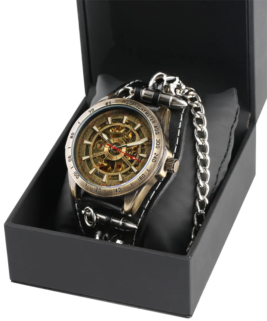 

2019 New Arrival Punk Automatic Mechanical Watch Men Creative Fashion Men's Watches Steampunk Chain Waterproof Mens Timepiece