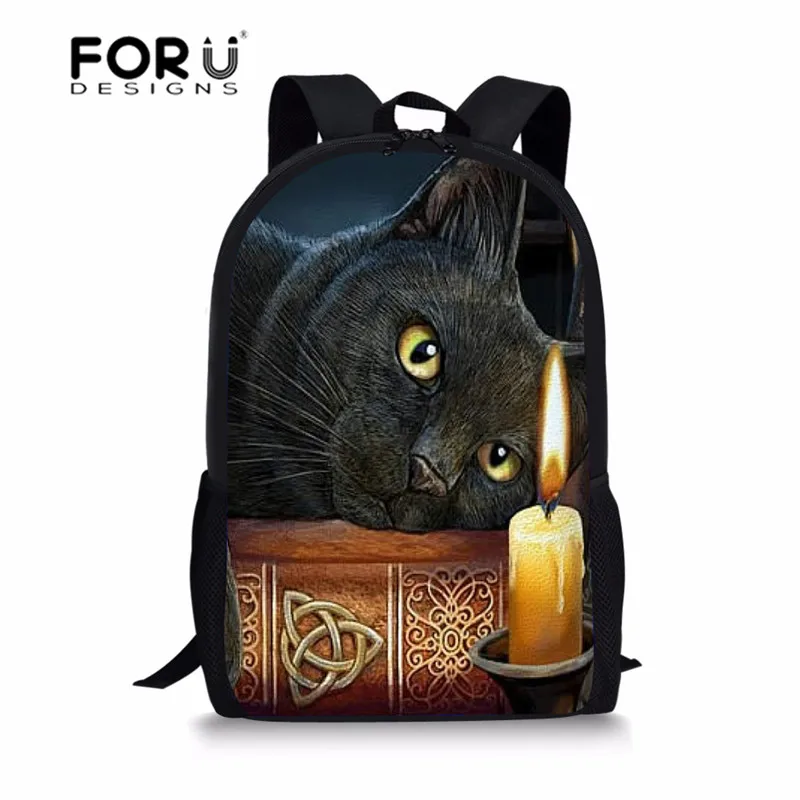 

FORUDESIGNS The Witching Hour Witchcraft Black Cat School Bags Children's School Backpack for Boys Girls Schoolbag Mochila 2018
