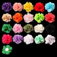 120ピース/ロット2.6 "20色新生児ソフトシックなシフォンの花のため子供女の子ヘアアクセサリーartifcial生地花用ヘッドバンド