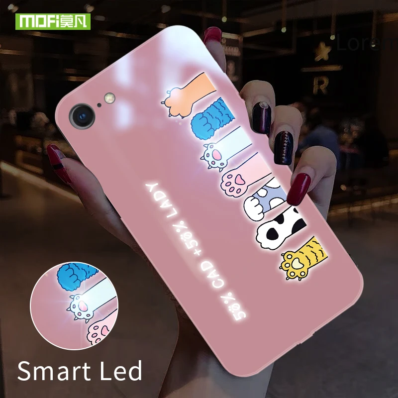 

Mofi Smart LED Glowing Phone Case For Apple iPhone 7 8 Plus Cases Back Cover Cute Animal Funda Luxury Silicone Glass Fashion