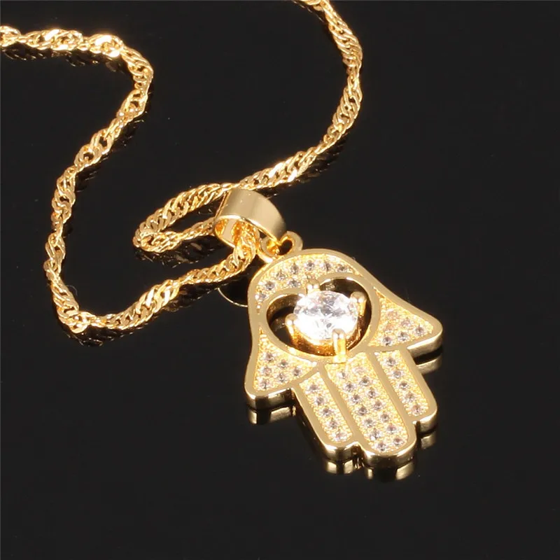 

Women Man Religious Fatima Hand Pendant Necklaces Antique Silver / Gold Color Fashion Hamsa Hand Love Heart Palm Shaped Jewelry