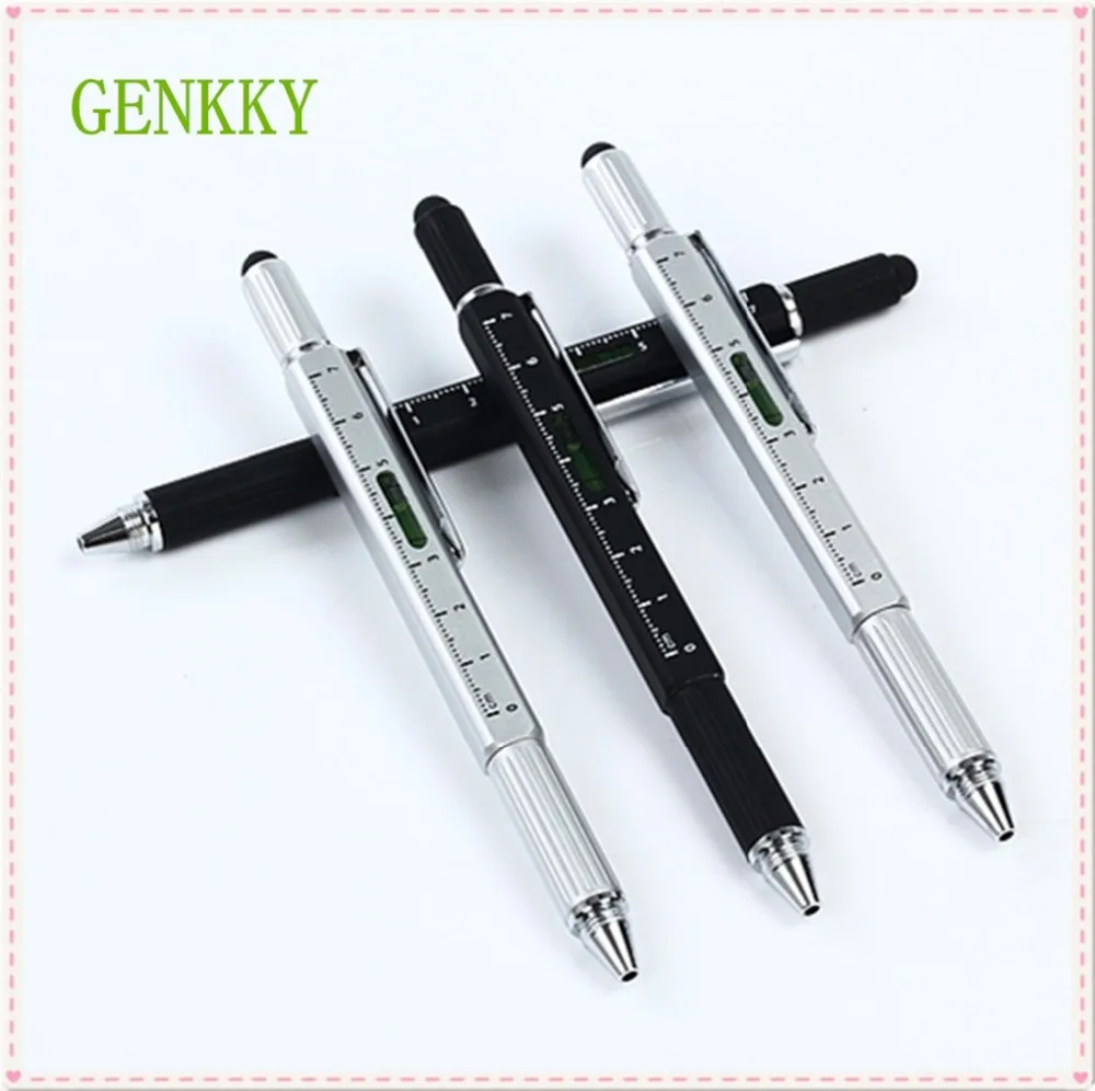 ballpoint pen with 5pcs ink metal main-part Multi-function tool pen screwdriver dividing rule touch control free shipping ballpoint pen with 5pcs ink metal main-part Multi-function tool pen screwdriver dividing rule touch control free shipping