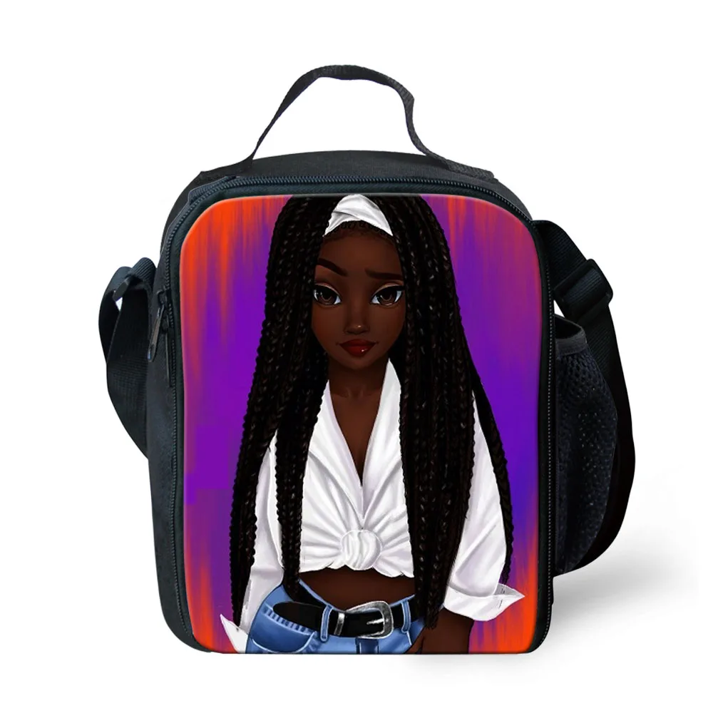 FORUDESIGNS термальные сумки для обедов для детей персонализированные Lunchbag черный художественный Африканский Американский мешок для ланча для девочек студентов хранения еды - Цвет: YQ3581G