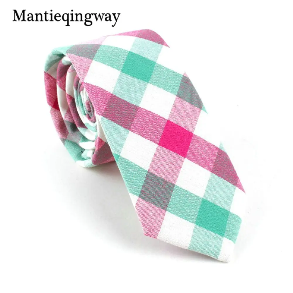 Mantieqingway Повседневное плед печатных галстуков для мужские хлопковые обтягивающие галстук для свадьбы красочные Gravata Masculina галстук - Цвет: 517