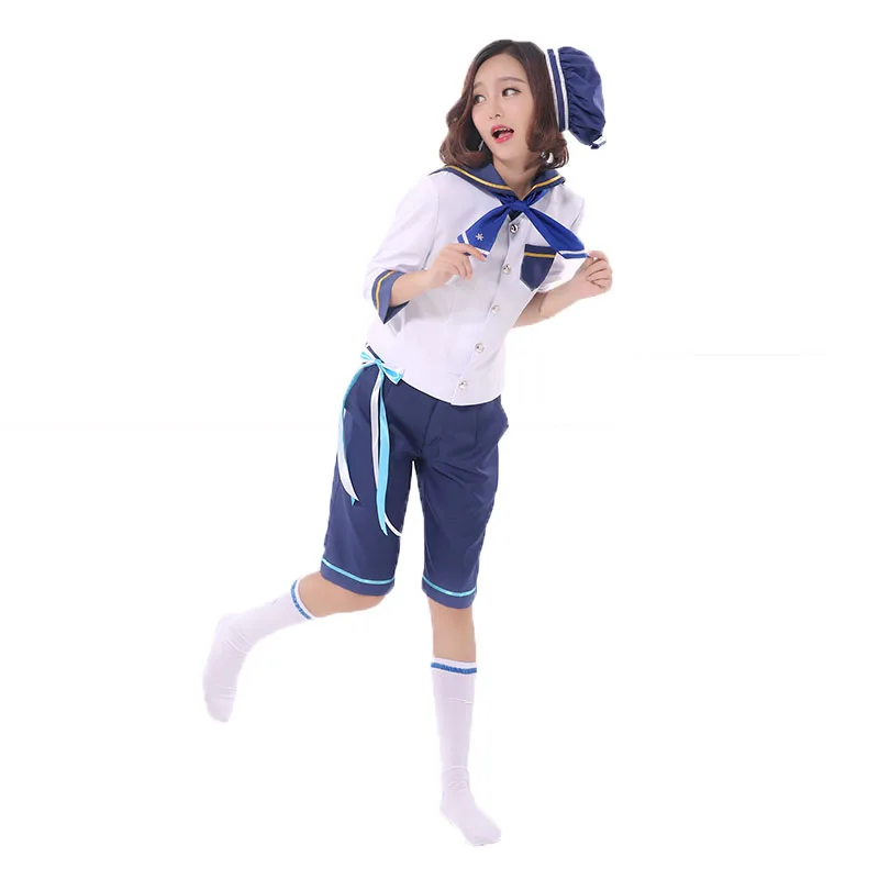 

Ensemble Stars Navy Uniform Mashiro Tomoya Nito Mazuna Tenma Mitsuru Shino Hajime Cosplay Costume with hat and socks 11