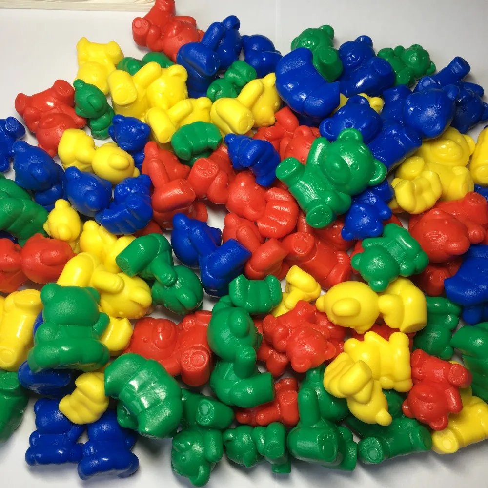 Для малышей и детей постарше Ранние Обучающие Развивающие игрушки guaiguai медведь Монтессори счетчик игрушка комплект на всю семью медведь, четыре цвета, три размера 96 шт./пакет