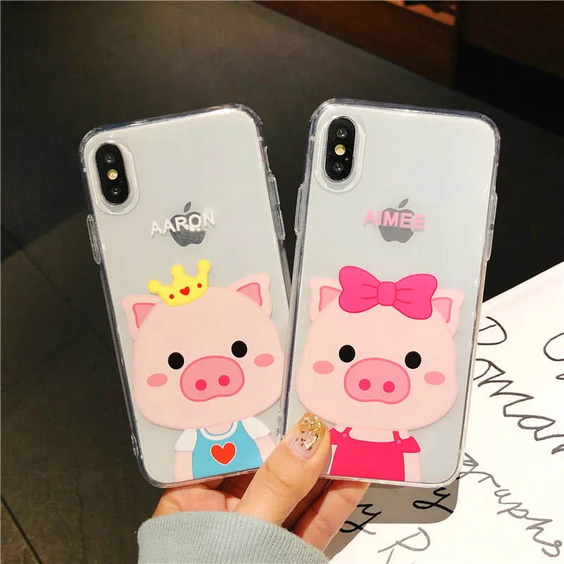 Fashion Cartoon Couples Soft Phone Case For iphone X XS Max XR 6 6S Plus 7 8 non-slip tpu Cover 7plus case |
