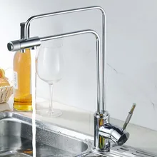 Двойной очиститель воды fiter Медные Кухонные смесители горячей холодной смесителя 360 поворотные краны