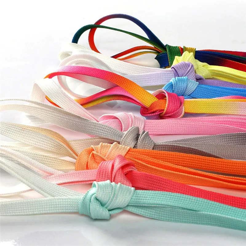 1 Pair Gradient Rainbow Nylon Shoelace 120 cm Flat Casual Sports Running Shoes Laces Unisex Sneaker Boots Shoe Strings