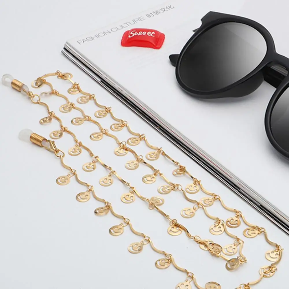 New 76CM Smiley Gold Color Glasses Chain Sunglasses Spectacles Vintage Chains Holder Cord Lanyard Eyewear Accessories