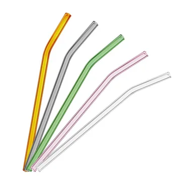 

200pcs Special Fine Curved Glass Pipet Enviromental Glass Health Baby Drinking Straw Wholesale Glass Reusable Straw