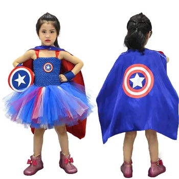 

New Children Captain America Superman Cosplay Costumes Magic Wonder Woman Hero Alliance Dress for Girls Halloween Costume Sets