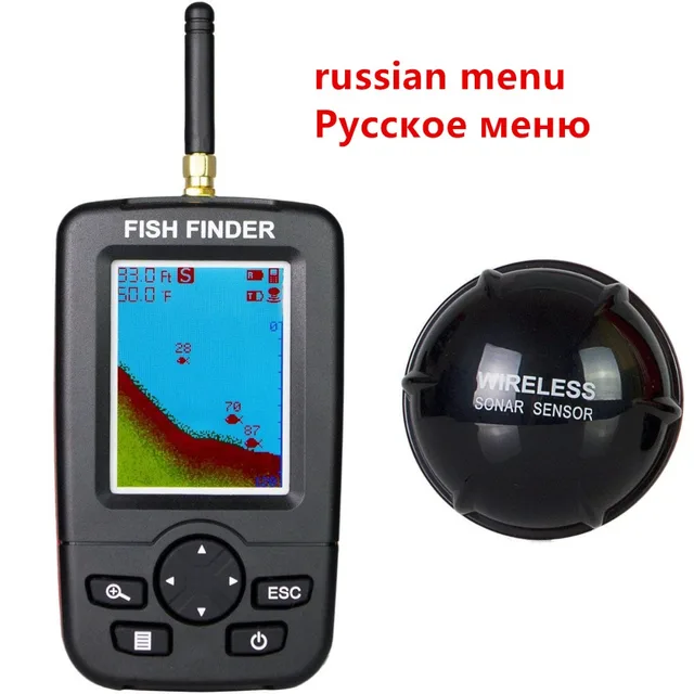 Cheap Russian Menu!!! FFW718 upgraded Wireless Portable Fish Finder 40M/120FT Sonar Depth Sounder Alarm Ocean River Lake Cheap Russian Menu!!! FFW718 upgraded Wireless Portable Fish Finder 40M/120FT Sonar Depth Sounder Alarm Ocean River Lake