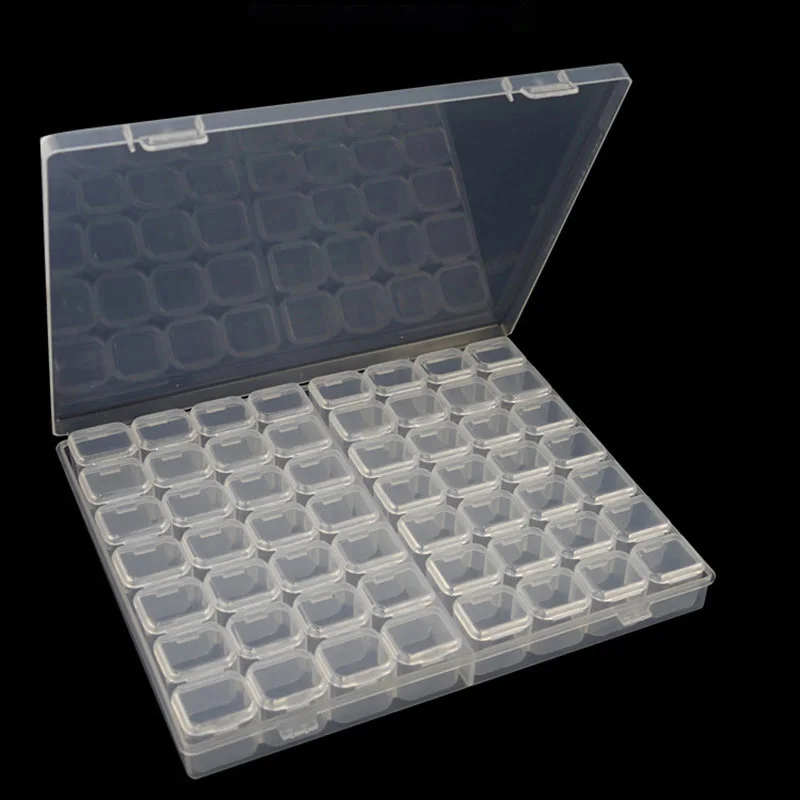 56 слотов прозрачная пустая коробка для хранения, пластиковые аксессуары для дизайна ногтей, стразы, бусины, контейнер для украшений, Органайзер