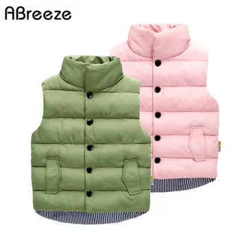 

New autumn winter children waistcoats casual solid green pink black vest jackets for girls mandarin collar vest baby girls