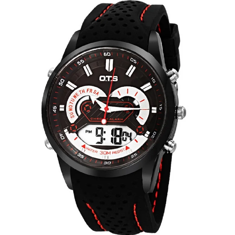 

2018 new products recommended OTS8165 fashionable luxury men PU rubber strap LED Digital Sports Watch