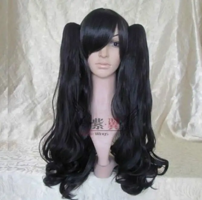 Us 22 09 53 Off Wig Popular New Black Long Curly Cosplay Split Type Wig Pigtai Free Shipping In Party Hats From Home Garden On Aliexpress