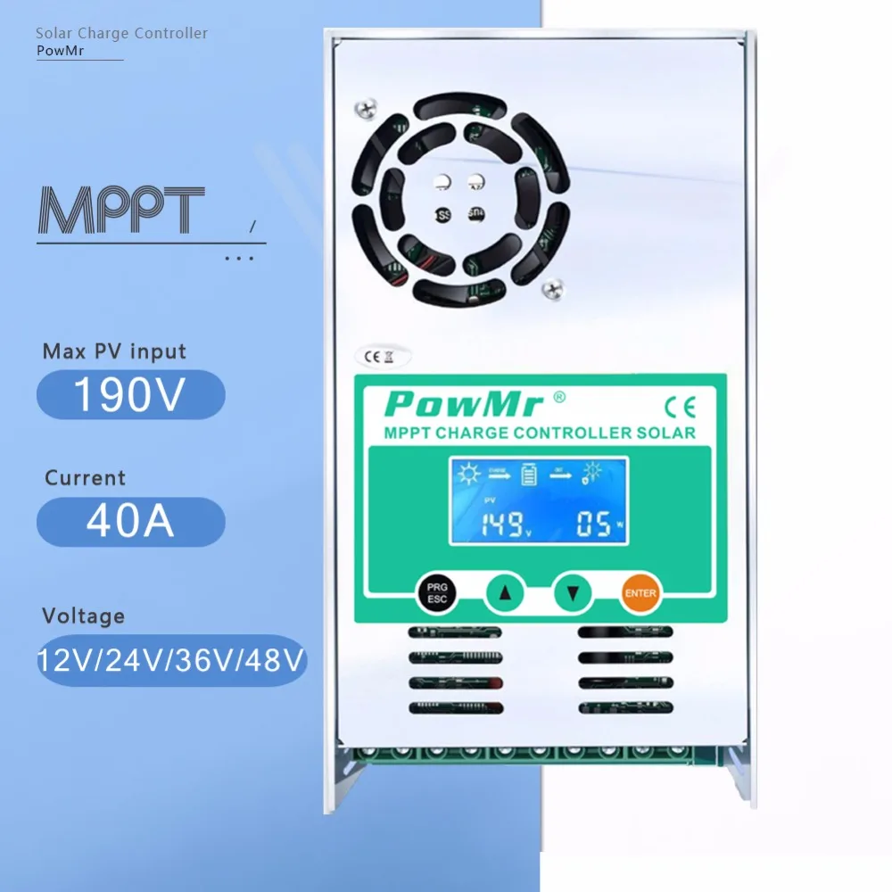 MPPT 40A Solar Battery Charge Controller 12V 24V 36V 48V Auto Solar Charger Regulator LCD Display for Max 190VDC PV Input NEW MPPT 40A Solar Battery Charge Controller 12V 24V 36V 48V Auto Solar Charger Regulator LCD Display for Max 190VDC PV Input NEW