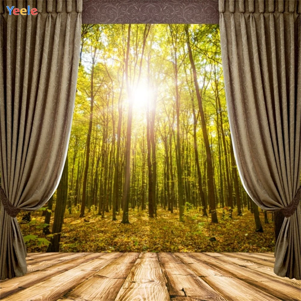 

Yeele Forest Curtain Sunshine Wooden Floor Photography Backgrounds Personalize Photographic Backdrops Photocall For Photo Studio