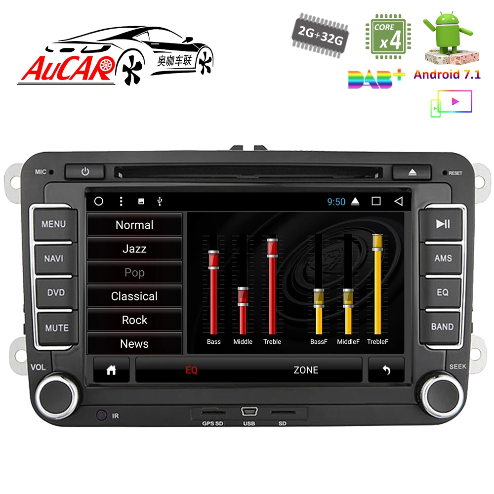 Discount Android 8.1 7" 2 din Car radio GPS Navigation Player for VW Universal Jetta Bora Passat Golf Bluetooth GPS Radio WIFI 4G Stereo 3