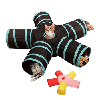 

5 Holes Foldable Pet Cat Tunnel Indoor Outdoor Pet Cat Training Toy For Cat Rabbit Animal Play Tunnel Tube With Hanging Balls