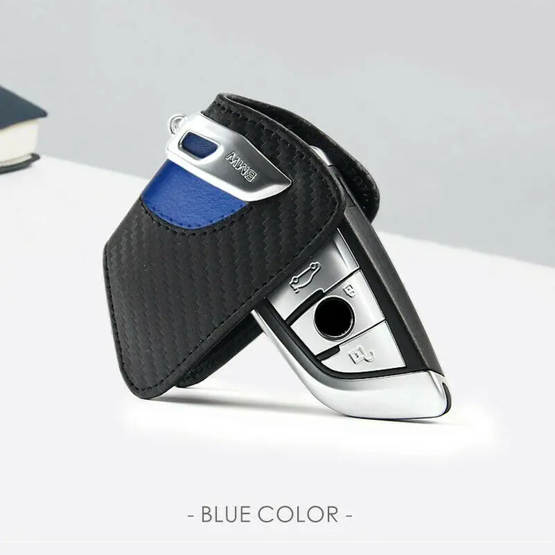 DF Стиль углеродного волокна кожа Ключи чехол сумка для BMW 2 серии X5 X6 - Название цвета: Blue